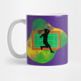 Tennis Player with Tennis Court Background and Wimbledon Colours 2 Mug